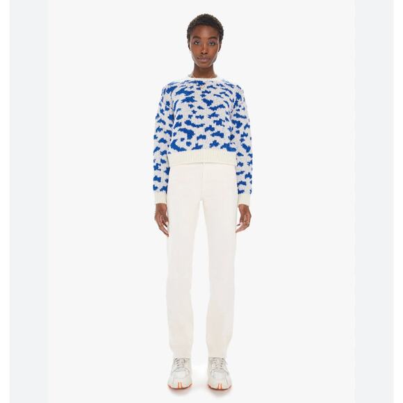 MOTHER The Crop Alpaca-Blend Animal Print Knit Sweater Large NWT - Picture 3 of 15